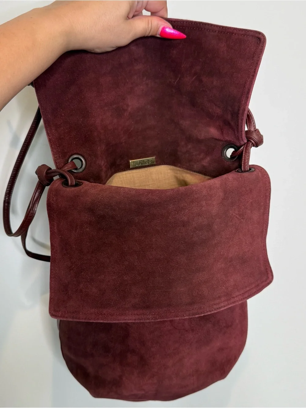 Vintage Bottega Veneta maroon suede and leather shoulder bag
